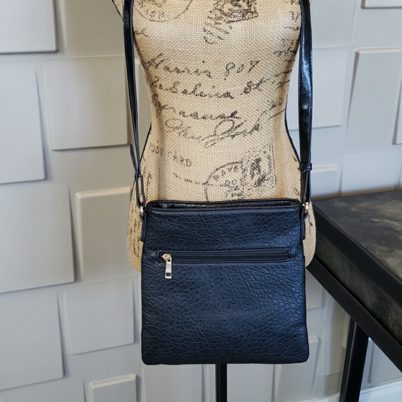 Charming Charlie purse satchel black crossbody adjustable strap zipper closure - Picture 5 of 6